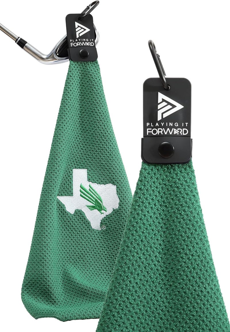 Playing It Forward Magnetic Golf Towel North Texas University - Waffle Weave Microfiber Towel with Ultra Strong Magnet & Clip for Secure Hold on Golf Bags & Cart - Ideal for Clubs & Accessories by - Image 1